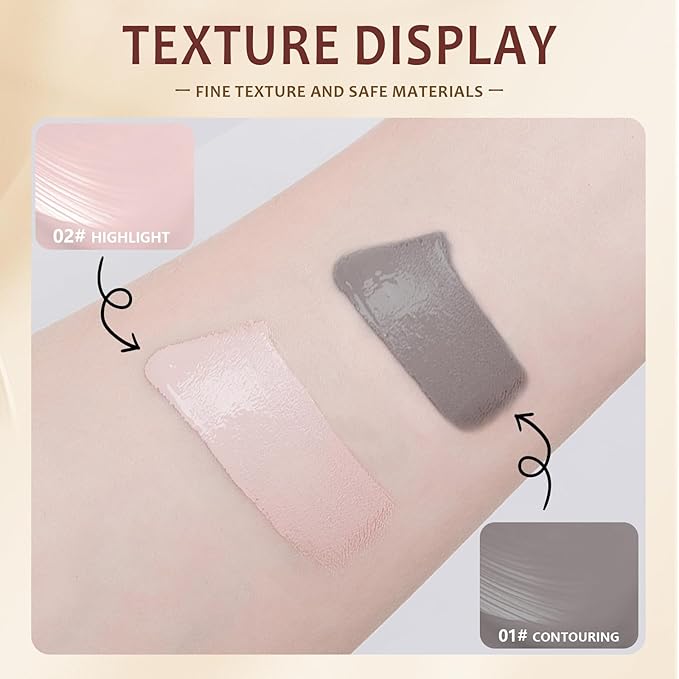 Liquid Cool Toned Contour and Highlighter Stick, Dual-Ended 2 in 1 Blendable Lightweight Grey Contouring Smooth Brightening Illuminator for Fair Pale Light Olive Skin, Matte Natural Finish01