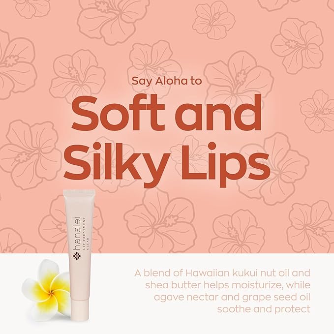 Hanalei Lip Treatment Duo – Hydrating Lip Balm & Repair for Dry, Chapped Lips with Kukui Oil, Shea Butter, Agave & Grapeseed Oil – Clear Lip Moisturizer & Conditioner, Full & Mini Travel-Size
