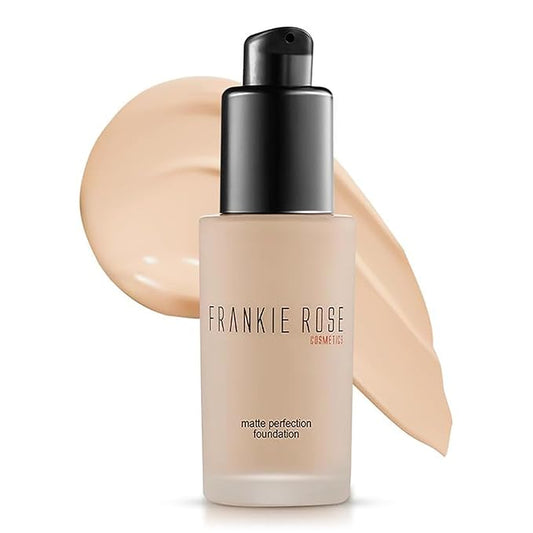 Frankie Rose Cosmetics Matte Perfection Foundation Makeup – Long-Lasting, Hydrating Foundation for Semi-Matte Finish - Full Coverage for All Skin Types - (Fair) 1.0 US fl oz / 30 ml