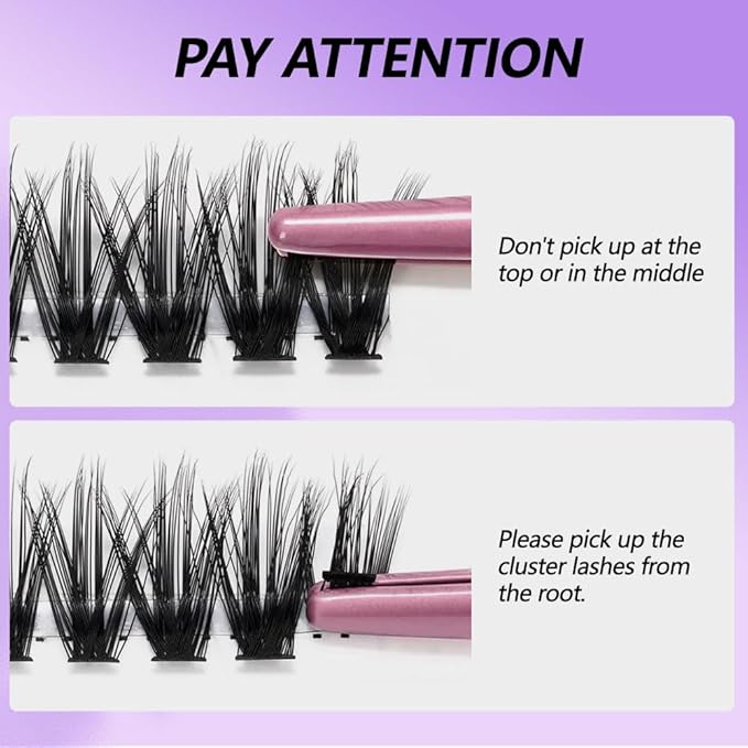 DIY Lash Clusters Kit Lash Extension Kit Natural Volume Lash Extensions Wispy Eyelash Clusters Faux Mink Fiber Lashes Individual Lashes Kit,9-16mm,D Curl,3#L+S08