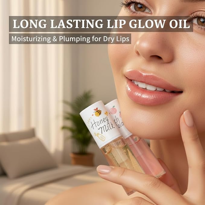 Crystal Jelly Moisturizing Lip Oil 2Pcs Hydrating Lip Gloss Set Plumping Lip Oil Balm Long Lasting Glow Oil Lip Care Tools