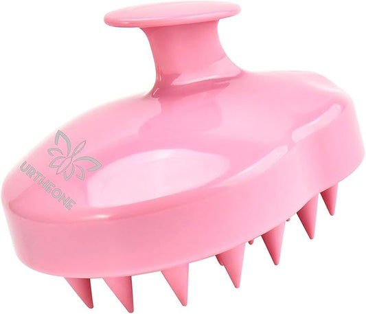 URTHEONE Soft Silicone Hair Scalp Massager Shampoo Brush for Wet Dry Oily Curly Straight Thick Thin Rough Long Short Natural Men Women Kids Pets Hair Care Tools（Pink