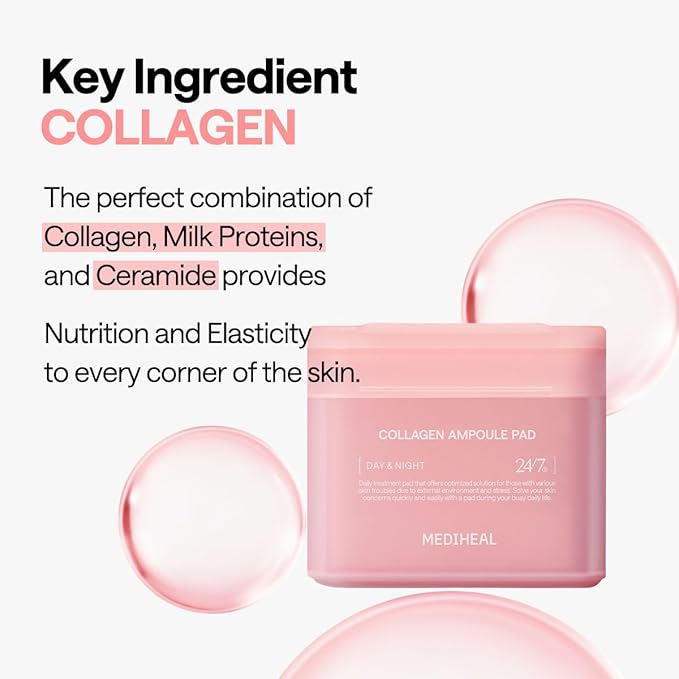 Mediheal Collagen Pad & Serum Skin Care Duo Set for Skin Firming & Healthy Skin – Collagen Toner Pads + Collagen Serum