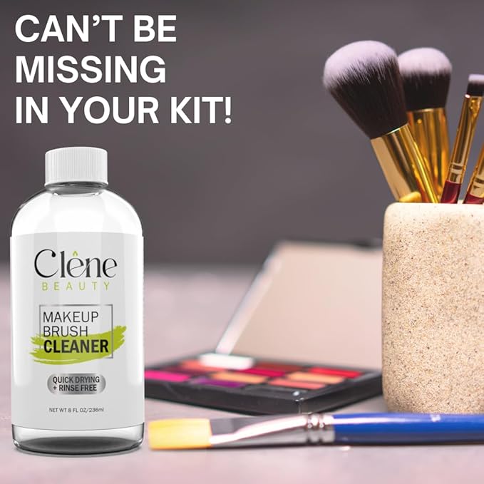 Makeup Brush Cleaner - Makeup Brush Cleaner Solution - Rinse Free - Quick Drying Make up Brush Cleaner - Removes Oily Foundation - Deep Cleaning for Makeup Brushes (8 Oz Bottle)