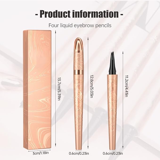 Microblading Eyebrow Pen, 2025 New Premium Waterproof Eyebrow Pencil, Eye Brow Pen with 4 Tip, Long-Lasting Natural Magic Eyebrow Makeup Fine Stroke Contouring Pencil Stay on All Day (Black)