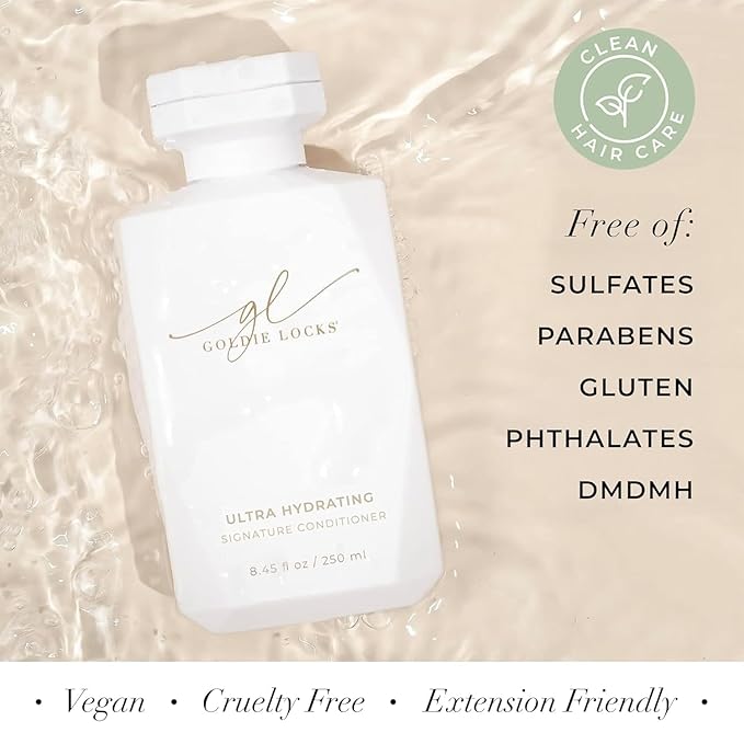 Goldie Locks Ultra Hydrating Shampoo & Conditioner Set - Sulfate-Free, Paraben-Free - for Frizz Control, Shine & Strength - Color Safe & Extension Safe - Protein-Free - 2 x 33.8 fl oz