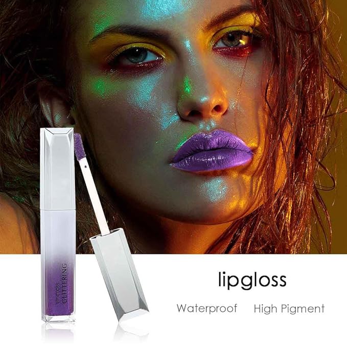 Kilshye Glitter Lipstick Matte Liquid Lipsticks Metallic Lip Glaze High Pigment Lipgloss Long Lasting Waterproof Lip Makeup for Women and Girls Pack of 1 (A- Purple 3)