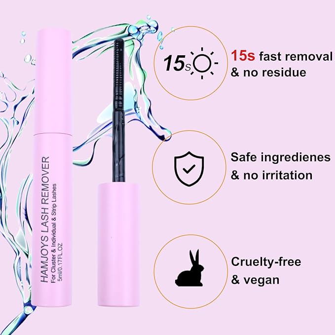 Lash Bond and Seal Waterproof 3-IN-1 Lash Remover for Lash Extensions Lash Glue for Eyelash Clusters DIY Eyelash Extension Remover Lash Cluster Glue Kit Eyelash Remover 15ml (Black)