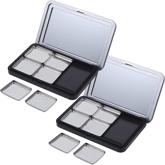 Minkissy Empty Eyeshadow Palette Magnetic Makeup Palette with Mirror Refillable Eyeshadow Palette Empty Lipstick Pallet Empty Eyeshadow Pans for Eyeshadow Lipstick Blush Powder, 2PCS