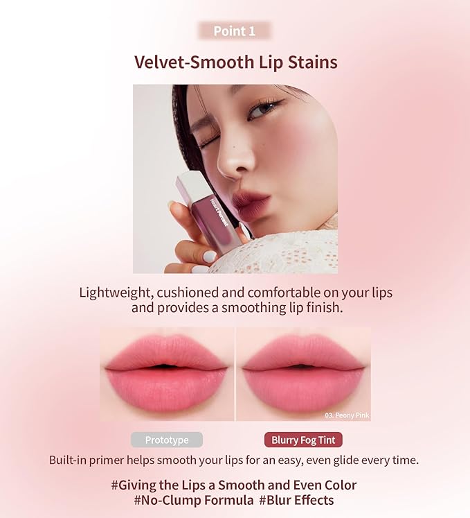 Heart Percent Dote On Mood Blurry Fog Tint, Velvety Matte Soft & Fuzzy Lightweight Creamy Vegan Lip Stains with Personal Color Analysis, #06. Orchid Plum