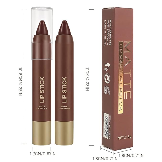 Matte Lipstick Crayon for Women, Nude Brown 24 Hour Lipstick Lip Liner Pencil, Neutral Lip Stick Lipliner Long Lasting Waterproof Smudge Proof, Vegan & Cruelty-Free, 03