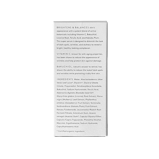 Naked & Thriving Illuminate BC+ Face Serum | Hyaluronic Acid, Vitamin C, Bakuchiol | Organic, Vegan, & Naturally-Derived Skin Care | For Mature Skin, Visible Spots and Wrinkles (1.0 fl oz/30 mL)