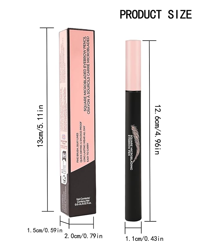 Microblading Liquid Eyebrow Pencil, Waterproof Smudgeproof Multiple Fork Tip Angled Wild Tinted Brow Pen, Filler Dye Eye Brow Pencil Thin Hair Like stroke for shaping,Women Makeup Last All Day-03Grey