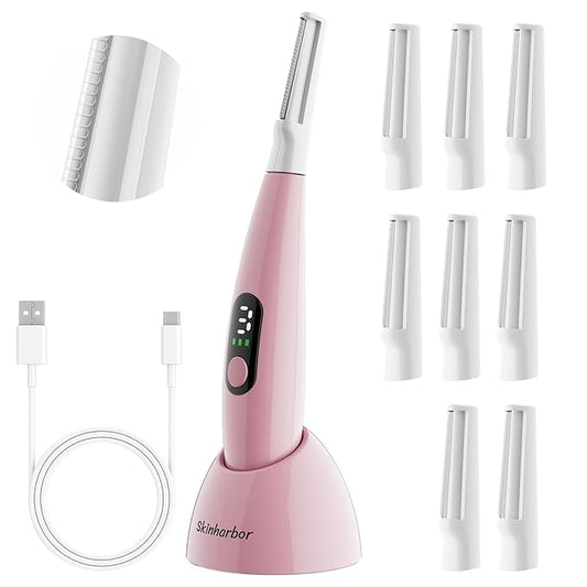 Sonic Dermaplane Razor for Women Face,Women’S Facial Exfoliation & Peach Fuzz Hair Removal System,Anti-Aging–3 Speeds–8 Dermaplaning Blades–Rechargeable,Sonic Dermaplaning Tool