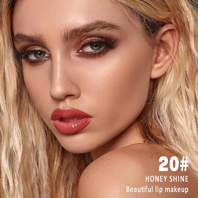 Kaely Longwear Shine Lipstick for Women, Highly Pigmented Liquid Lip Color Makeup, Non-Transfer Lip Gloss Stain Waterproof Smudge Proof 24 Hour, Glossy Finish, Vegan & Cruelty-free, 20 HONEY SHINE