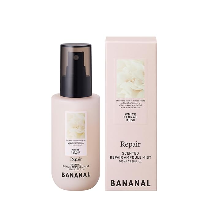 Korean Scented Hair Serum Mist – Argan Oil & Silk Protein Ampoule for Nourishing, Frizz Control, Damaged Repair & Glass Hair Shine – White Floral Musk, 100ml / 3.38 fl oz