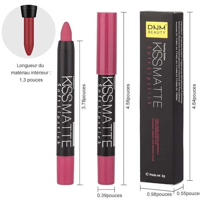 Generic Deep Dark Red Matte Lipstick and Lip Crayon Liner Pencil Pen Set for Women Lip Stain Long Lasting Waterproof labiales (3, 13&15&16)