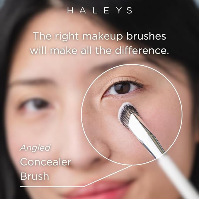 HALEYS Kabuki and Concealer Brush DUO, VEGAN + CRUELTY-FREE, Sustainable Wood, Airbrushed Finish For Creams, Liquids, Powder, Streak-free, Perfect Blending, Buffs, Blurs, Smooths with Control