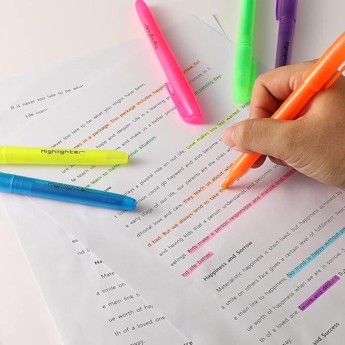 600 Pcs Highlighter in 6 Assorted Colors Chisel Tip No Bleed & Dry-Quickly Highlighters Bulk for Adult Kids, Office Classroom School Supplies for Teachers