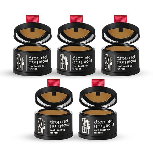 Style Edit Root Touch Up Powder (5 Pack) to Cover Up Dark Roots and Grays Between Salon Visits, Water Resistant, Non-Sticky, Compact And Mess-Free, Light Red Hair Color (Total of 5)