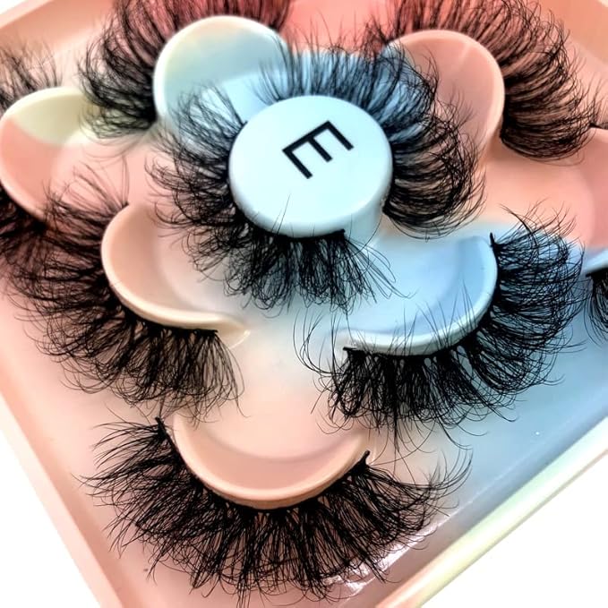 HBZGTLAD new 5 Pairs 25 mm 3d Mink Lashes Bulk Faux with Custom Natural Mink Lashes Pack Short Wholesales Natural False Eyelashes (E)
