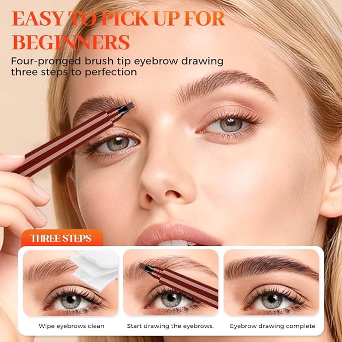 Microblading Eyebrow Pencils for Women, 2026 New 3D Brow Tattoo Pen for Natural Looking Eyebrows, Long Lasting Waterproof Eyebrow Pen with Fine Tip Brow Makeup (Light Brown)