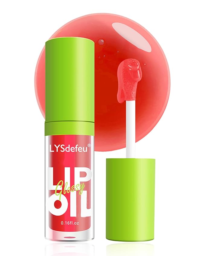 Lip Oil Lip Glaze-1Pcs Hydrating Red Lip Glow Oil,Shiny Transparent Tint Lip Gloss Plumping,Long Lasting Non-sticky Clear Glow Reviver Lip Care Oil, Christmas Makeup Gift for Women Girl-05#