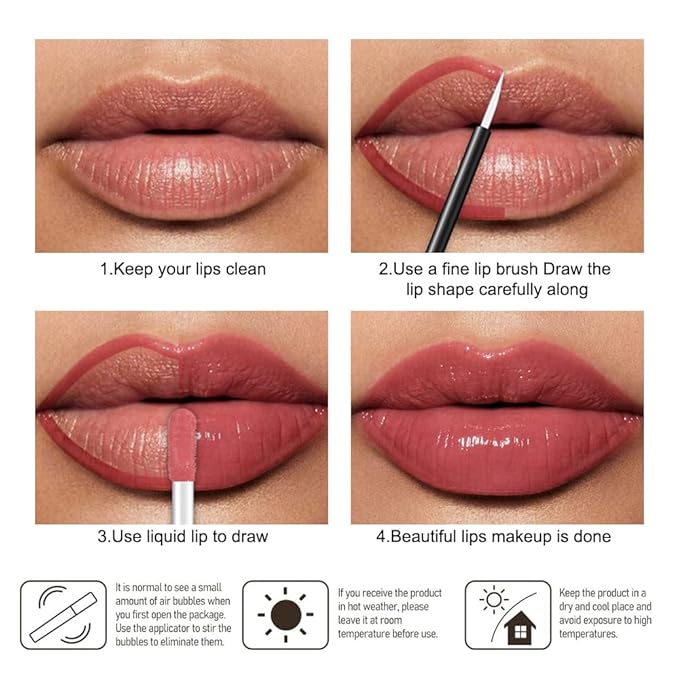 Kaely Longwear Shine Lipstick for Women, Highly Pigmented Liquid Lip Color Makeup, Non-Transfer Lip Gloss Stain Waterproof Smudge Proof 24 Hour, Glossy Finish, Vegan & Cruelty-free, 08 PEPPY