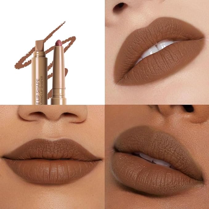 SUAKE Plump Matt Lipstick Lipliner Pencil Pack,Waterproof Crayon with Silicone Smudger for Define Contours & Sculpting Lip, Longwear Moisture Smooth Creamy Formula for Lip Makeup-06 Espresso Martini