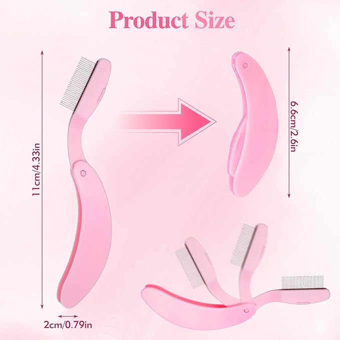4-Pack Eyelash Combs, Eyelash Separator Tool for Clump-Free & Defined Lashes, Folding Lash Comb Eyelash Brush with Steel Comb Teeth