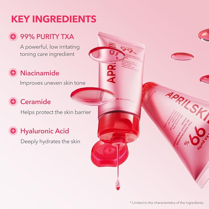 APRILSKIN TXA Wrapping Mask with Jelly Brush: TXA Niacinamide 99 Overnight Wrapping Mask and Jelly Brush