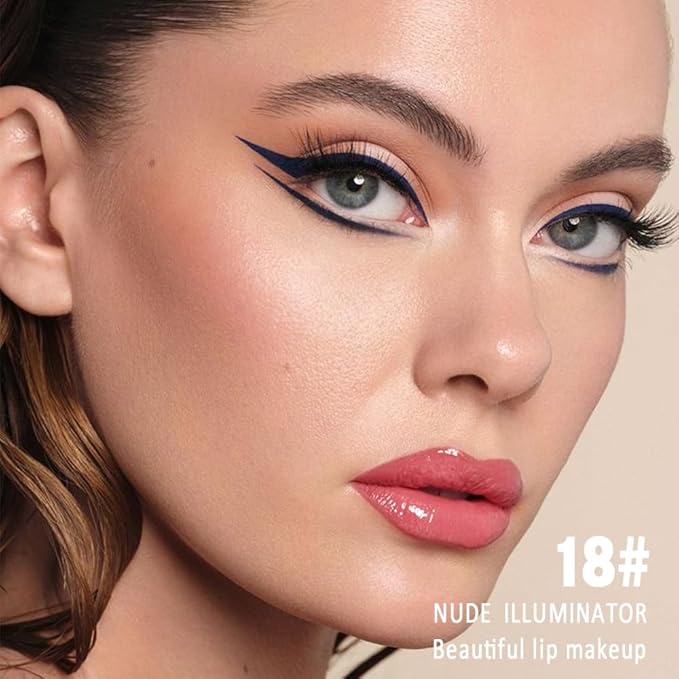 Kaely Longwear Shine Lipstick for Women, Highly Pigmented Liquid Lip Color Makeup, Non-Transfer Lip Gloss Stain Waterproof Smudge Proof 24 Hour, Glossy Finish, Vegan & Cruelty-free, 18 NUDE
