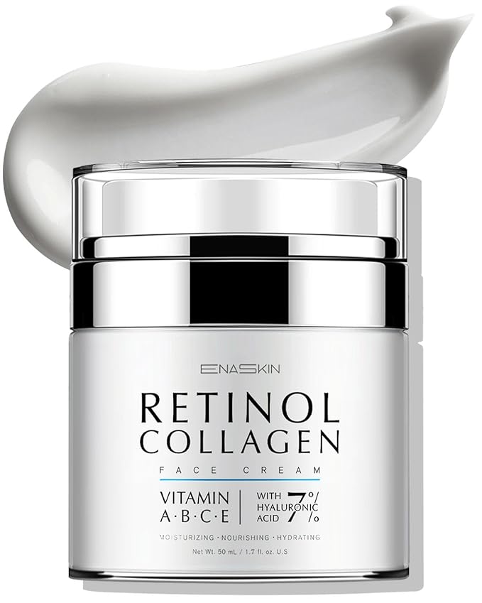 EnaSkin Retinol Face Wrinkle Cream: Collagen Anti Aging Moisturizer - Neck/Forehead Tightening - 7% Hyaluronic Acid Serum, Women-Men's Mature/Dry Skin, 1.7 Oz