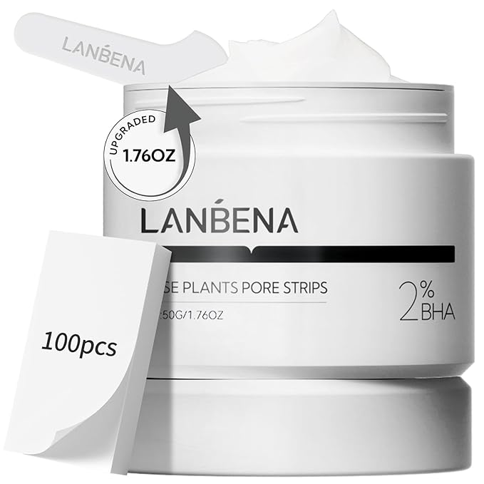 LANBENA Nose Strips for Blackheads (1.76 Oz), 100 pcs Nose Plants Pore Strips, Blackhead Remover Mask, NOTE: Place Bottle in Boiling Water for 5 min to Soften Dry/Solid Cream