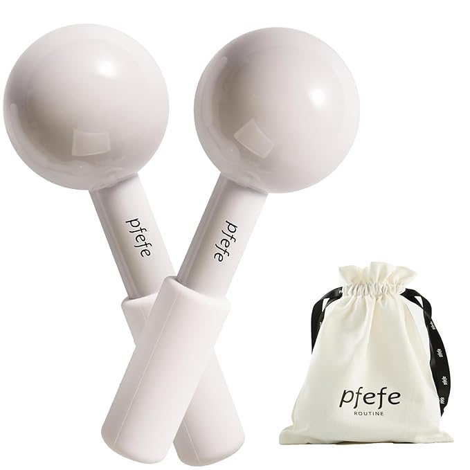 Pfefe Ice Globes for Face & Eyes, Unbreakable Stainless Steel Cryo Sticks for Beauty Routines, Facials Cold Roller Cooling Globes for Puffiness, Wrinkles, Dark Circles, Headaches