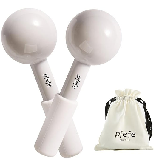 Pfefe Ice Globes for Face & Eyes, Unbreakable Stainless Steel Cryo Sticks for Beauty Routines, Facials Cold Roller Cooling Globes for Puffiness, Wrinkles, Dark Circles, Headaches
