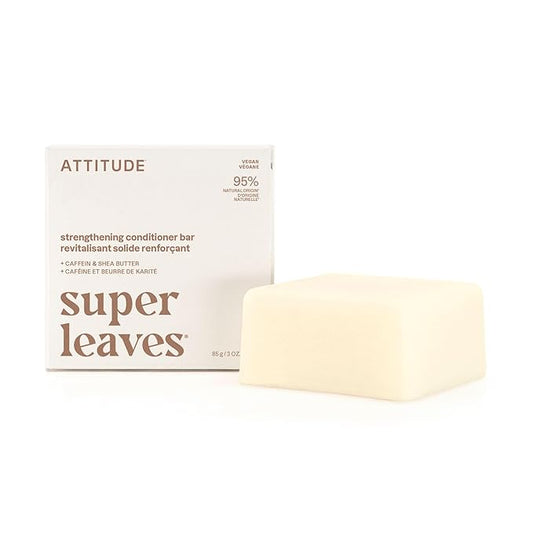 ATTITUDE Strengthening Conditioner Bar, Natural Origin, for Hair Repair & Breakage, Caffeine & Shea Butter, Clean Ingredients, Vegan, Sandalwood & Cedar Scent, 3 Oz