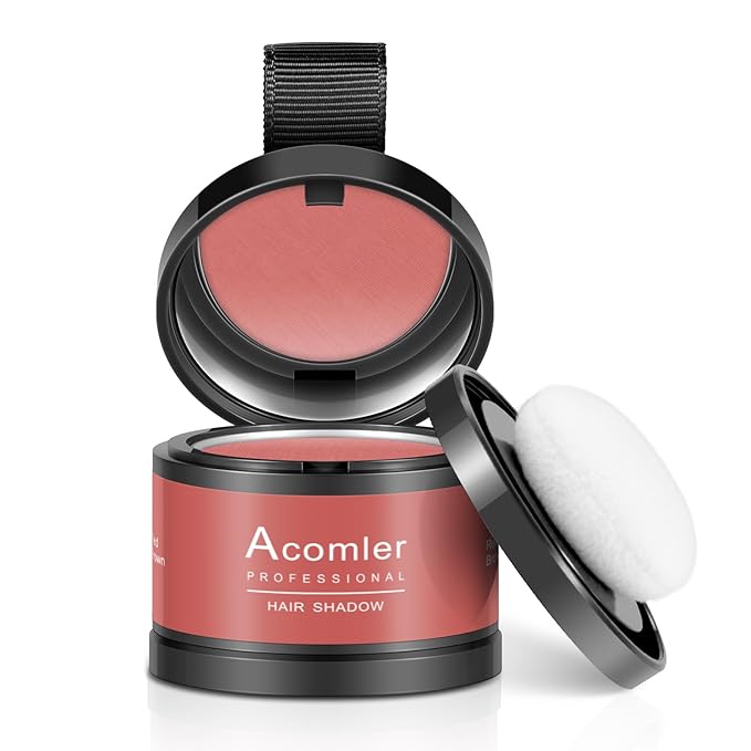 Acomler Instantly Root Touch Up Hairline Shadow Powder for Thinning Hair, Gray Hairline Cover for Women and Men with Eyebrows, Beard Line, Bald Spots (Red Brown)