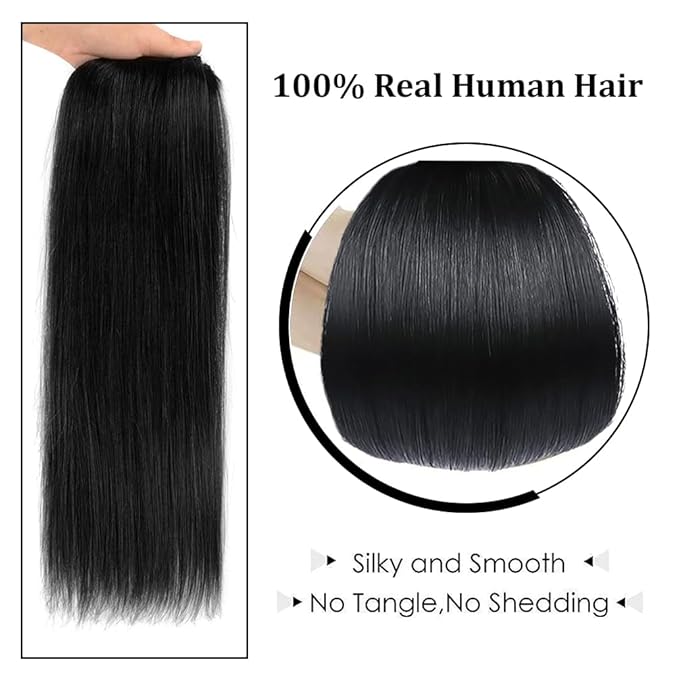 22" Clip in Hair Extensions Real Human Hair for Women - Silky Straight Jet Black Human Hair Clip in Extensions 90grams 4pieces #1 Color