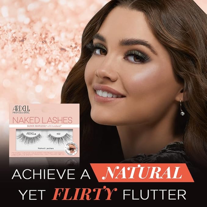 Ardell Naked Lashes Natural 432 with Invisiband – Lightweight, Natural False Eyelashes, Soft Volume Strip Lashes, 1 Pair