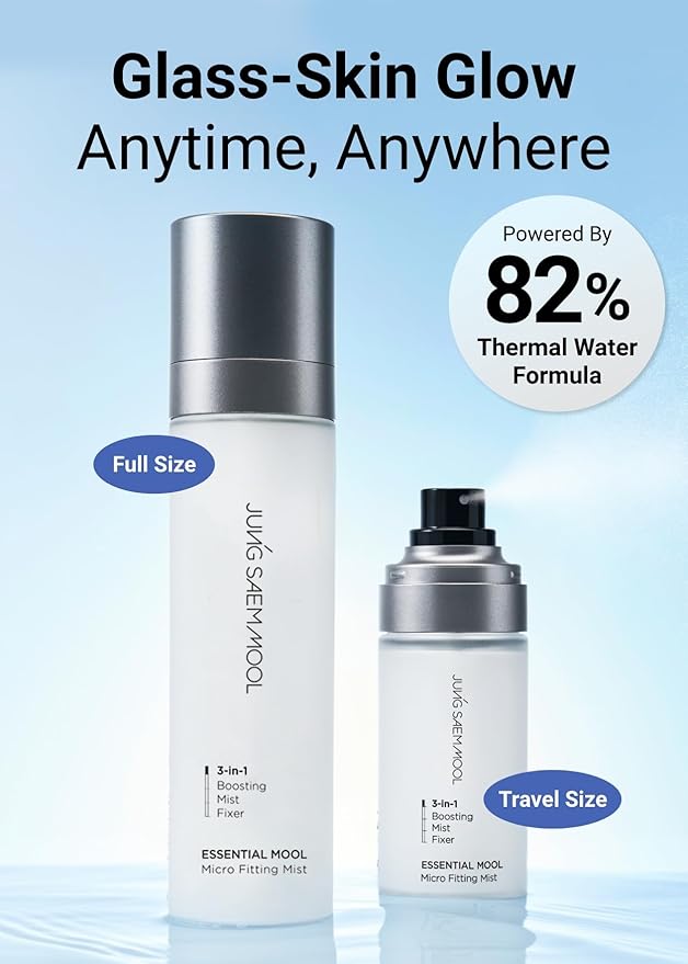 JUNG SAEM MOOL Essential Mool Micro Fitting Face Mist 1.86 Fl Oz, Ultra-Fine Hydrating Makeup Setting Spray with Thermal Spring Water, Long-Lasting Fixing Power Dewy Glow Primer, Korean Face Mist
