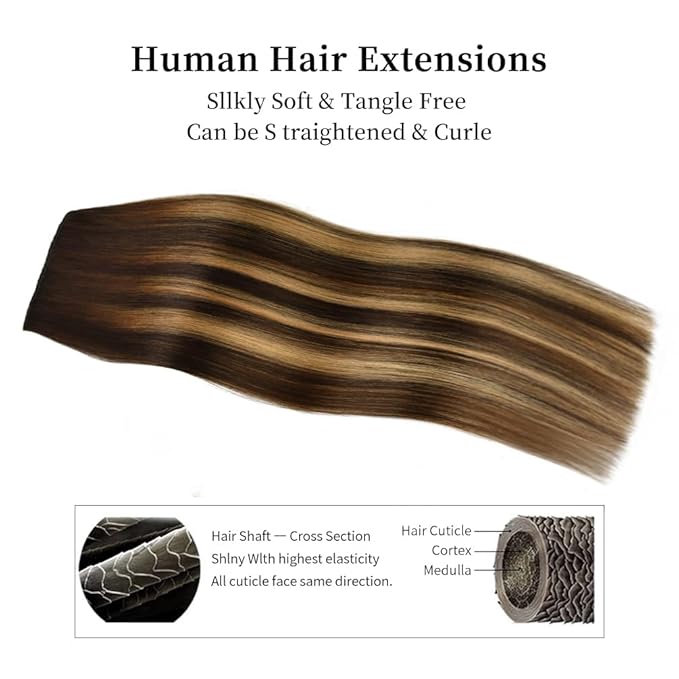 16 Inch Clip-in Hair Extensions Remy Human Hair for Women - Soft Handmade Real Human Hair Clip in Extensions, Straight, Thick, 125g 7pcs #(4T27) P4 Color