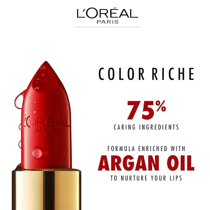 L'Oreal Paris Colour Riche Original Creamy, Hydrating Satin Lipstick with Argan Oil and Vitamin E, Pink Flamingo , 1 Count