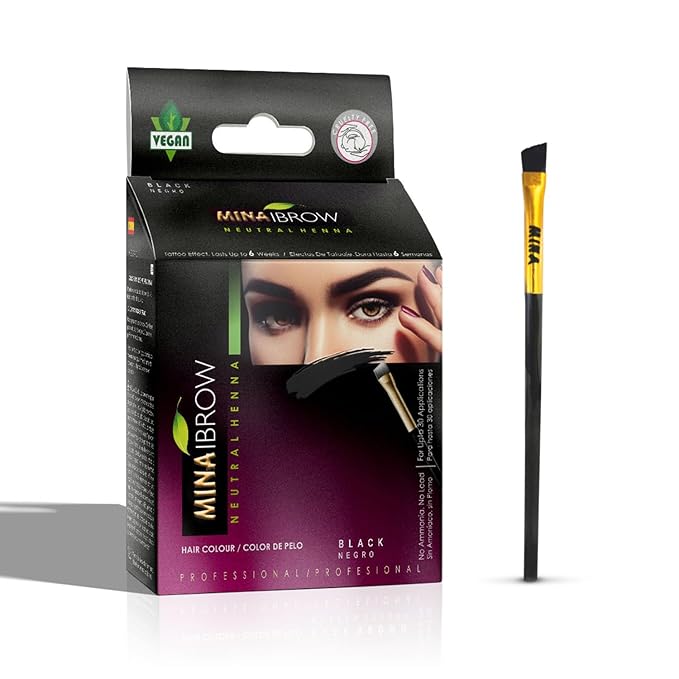 MinaiBrow Black Natural Spot Coloring Powder with Brush | Water & Smudge Proof Instant Brow Dye, 100% Gray Converge