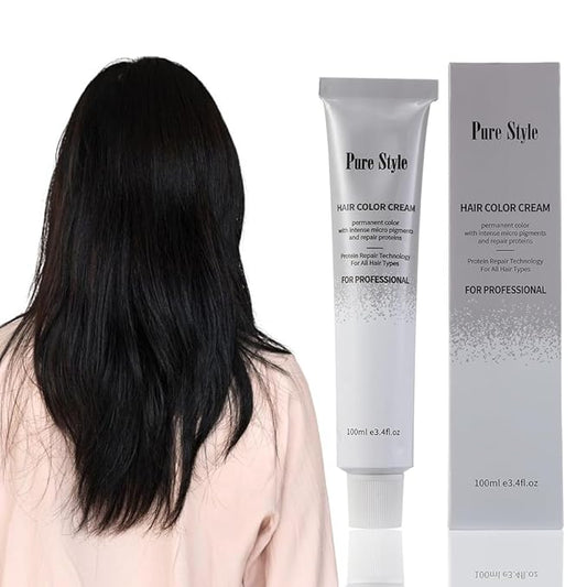 PureStyle 100ml Professional Permanent Hair Color Dye Cream Ammonia Free, Long Lasting Color, 100% Gray Coverage, Natural Shine, For All Hair Types Easy At Home Application (44/0 Light Neutral Brown)