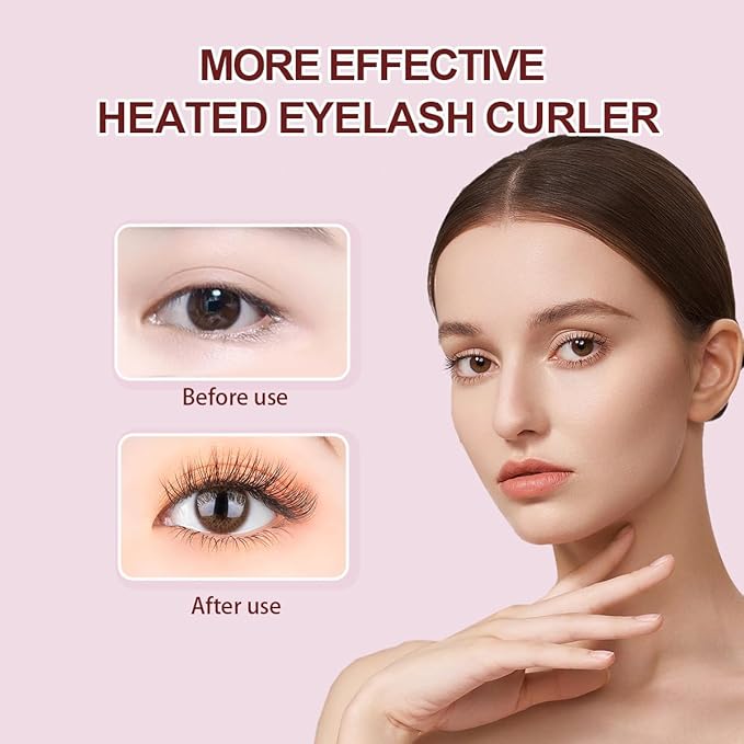 Heated Eyelash Curlers Electric Eyelash Curler USB Rechargeable Eyelash Curlers Natural Curling for Long Lasting Eye Lashe Women Makeup Tools Gift (White)