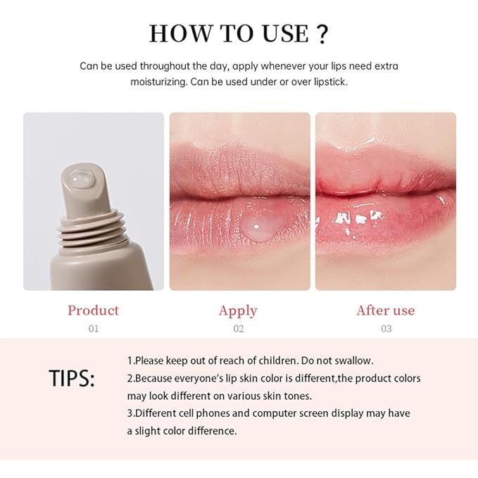 Summer Lip Glossy Butter Balm, Instant Moisture Pink Tint, Non-Sticky, Conditioning Formula to Soothe & Repair Dry, Chapped Lips, Jelly Lip Stain with Natural Scent (#5Pink Guava, 1Pc)