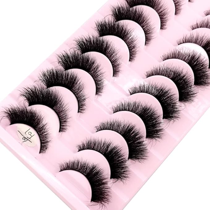 HBZGTLAD New 10 Pairs 3D Mink Lashes False Eyelashes Handmade Wispy Fluffy Long Lashes Natural Eye Makeup Tools Eye Lashes(6DF07)