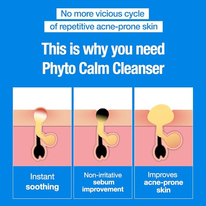 PHYTO CALM CLEANSER, Soothing & Hydrating Face Wash, Real Heartleaf & Herbal Extracts, pH Balanced, Tea Tree Face Wash, 4.05fl.oz/120ml