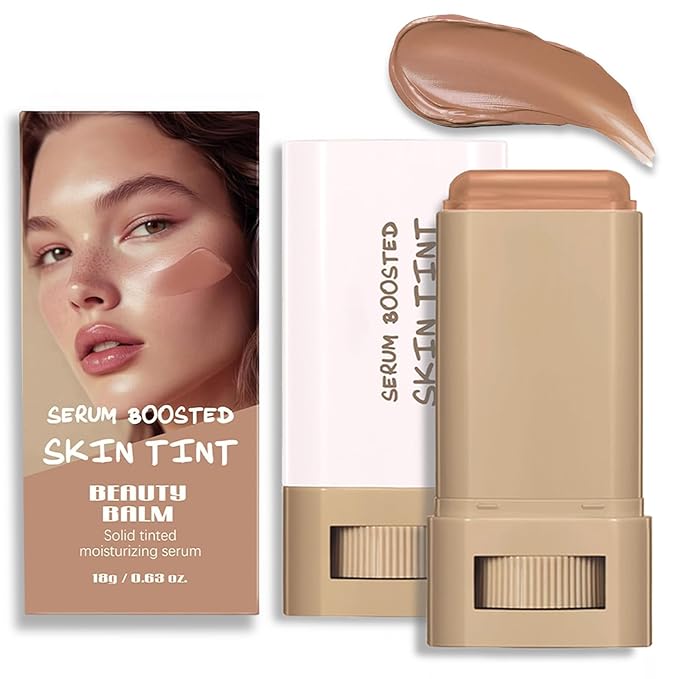 Foundation Stick Beauty Balm Serum Boosted Skin Tint, Serum Boosted Skin Tint Balm, Solid Tinted Moisturizing SerumContour Stick Foundation FaceStick, Longwear ContourStick, Natural Finish (#6)